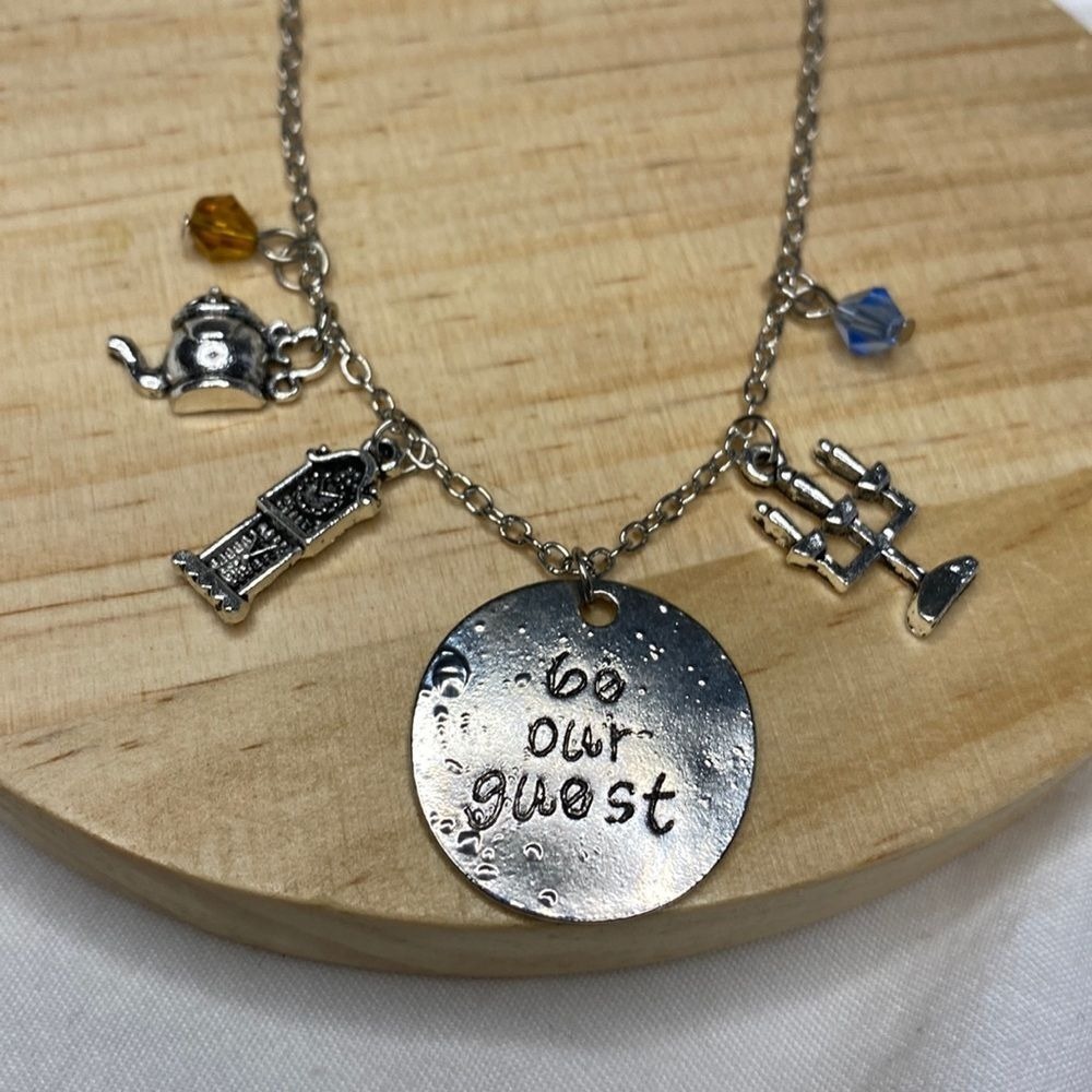 Beauty and the Beast Charm Necklace Be Our Guest Disney Belle Inspired *Flaw GUC
